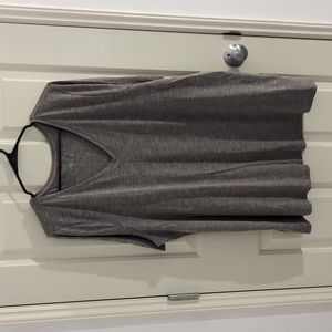 Women's Lane Bryant Size 22/24 Gray Heathered Short Sleeve T-Shirt with V-Neck